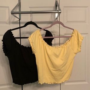 Lettuce Sleeve Crop Tops